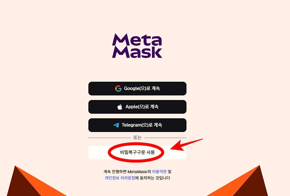 metamask 비밀복구구문 사용